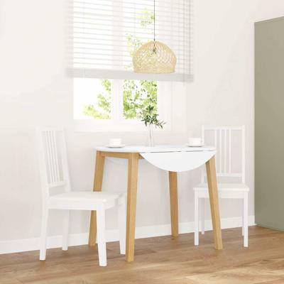 Eetkamerstoelen 2 st massief hout rubber wit