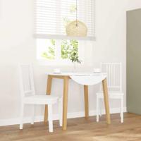 Eetkamerstoelen 2 st massief hout rubber wit