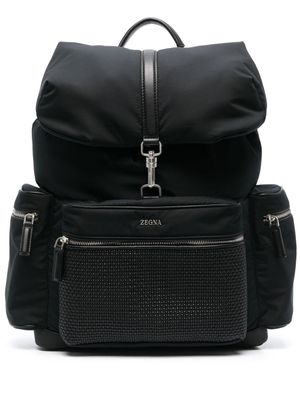 Zegna sac à dos à empiècement tissé - Noir