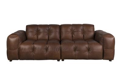 Dutchbone 3-zits Bank 'Hackman' Leder, kleur Chocolate