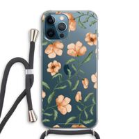 Peachy flowers: iPhone 12 Pro Max Transparant Hoesje met koord
