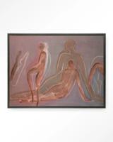 Urban Cotton Wandkleed 'Line Of Action Study' 80 x 110cm in Floating Frame - black
