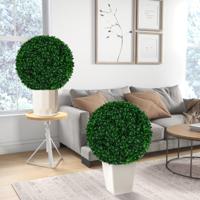 2 x 52 cm UV-Bestendige Kunstmatige Buxusbollen Kunstmatige Kunsttopiarybolplanten Decoratief voor Binnen Buiten Bruiloft Groen