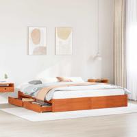 Bedframe met lade Wasbruin 200 x 200 cm Massief Vurenhout