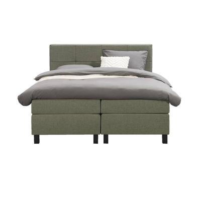 Leen Bakker - Boxspring Liv Geblokt - 160x200 Cm - Vierkante Poot - Stof - Groen