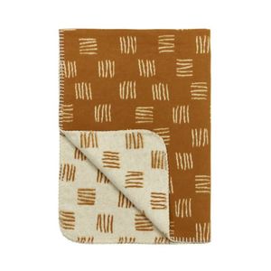 Meyco deken block stripe flanel camel offwhite Maat