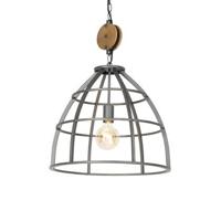 QAZQA Industriële hanglamp donkergrijs met hout 47 cm - Arthur - thumbnail