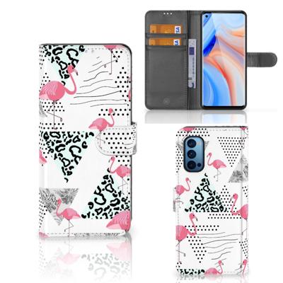 OPPO Reno 4 Pro 5G | Telefoonhoesje | Met pasjeshouder | Flamingo Triangle