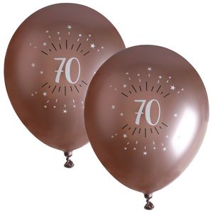 Verjaardag leeftijd ballonnen 70 jaar - 12x - rosegoud - 30 cm - Feestartikelen/versieringen