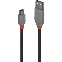 Lindy 36724 3m USB A Mini-USB B Mannelijk Mannelijk Zwart USB-kabel - thumbnail