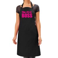 The real boss cadeau schort zwart/roze voor dames - Feestschorten
