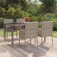 Tuinstoelen 4 st met kussens poly rattan grijs