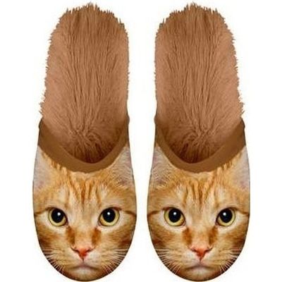 Warme dieren slofjes/pantoffeltjes rodes katten voor dames/heren/volwassenen 39-42  -