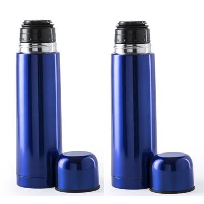 Thermosfles - 2x - 500 ml - blauw - RVS - schroefdop als beker - 25 cm - isoleerfles Thermosfles - 2x - 500 ml - blauw - RVS - schroefdop als beker - 25 cm - isoleerfles