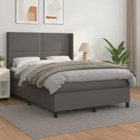 Boxspring met matras kunstleer grijs 140x190 cm