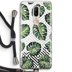 Geometrische jungle: OnePlus 6 Transparant Hoesje met koord