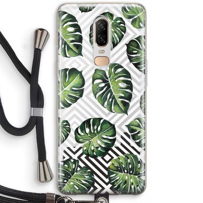 Geometrische jungle: OnePlus 6 Transparant Hoesje met koord