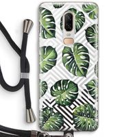 Geometrische jungle: OnePlus 6 Transparant Hoesje met koord