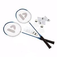 Donnay badminton set blauw met 9x shuttles en opbergtas