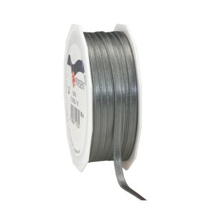 1x Luxe antraciet satijnen lint rollen 0,6 cm x 50 meter cadeaulint verpakkingsmateriaal - Cadeaulinten