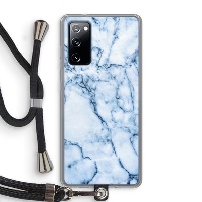 Blauw marmer: Samsung Galaxy S20 FE / S20 FE 5G Transparant Hoesje met koord