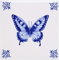 Heinen Delfts Blauw tegeltje keramiek vlinder 13x13cm delfts blauw