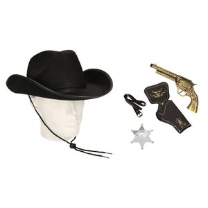 Wilde Westen verkleedaccessoire set zwart voor volwassenen   -