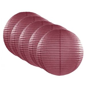 5x stuks luxe bol lampionnen bordeaux rood 35 cm