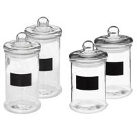 Set met 4x glazen voorraadpotten 1,2L en 1,6L met krijtvlak - Voorraadpot - thumbnail
