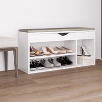 VidaXL Schoenenbank met kussen 104x30x49 cm bewerkt hout wit