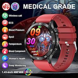 et381 smart watch 1,43 inch amoled hd-scherm bluetooth beantwoorden / bellen ecg bloeddruk gezondheidsmonitoring sos fitness tracker Lightinthebox