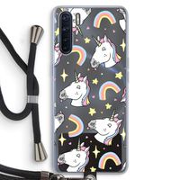 Rainbow Unicorn: Oppo A91 Transparant Hoesje met koord