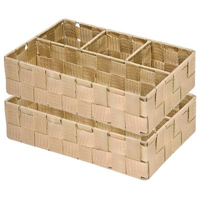 Opbergmanden - 2x - 4 vaks - bruin - ladekast organizer - ondermode