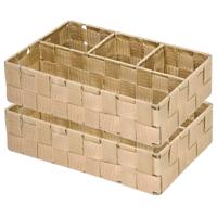 Opbergmanden - 2x - 4 vaks - bruin - ladekast organizer - ondermode