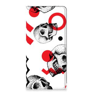 Mobiel BookCase Samsung Galaxy A71 Skull Red