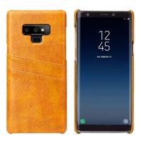 Fierre Shann retro olie Wax textuur PU lederen draagtas voor Galaxy Note9 met kaartsleuven (geel)
