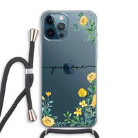 Gele bloemen: iPhone 12 Pro Max Transparant Hoesje met koord