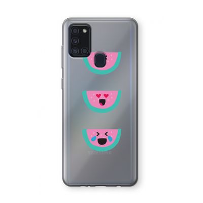 Smiley watermeloen: Samsung Galaxy A21s Transparant Hoesje