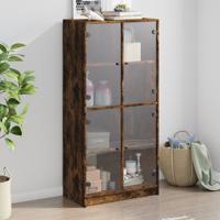 Hoge kast met deuren 68x37x142 cm bewerkt hout gerookt eiken