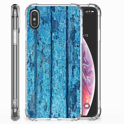 Apple iPhone X | Xs Stevig Telefoonhoesje Wood Blue Apple iPhone X | Xs Stevig Telefoonhoesje Wood Blue