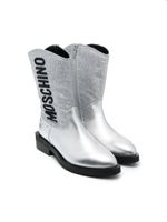 Moschino Kids bottes à logo brodé - Argent