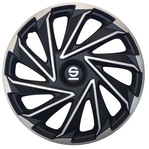 4-Delige Sparco Wieldoppenset Varese 16-inch zilver/zwart SP1680SVBK