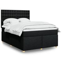 Boxspring met matras stof zwart 140x200 cm