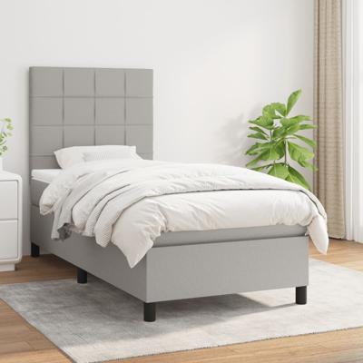 Boxspring met matras stof lichtgrijs 90x190 cm