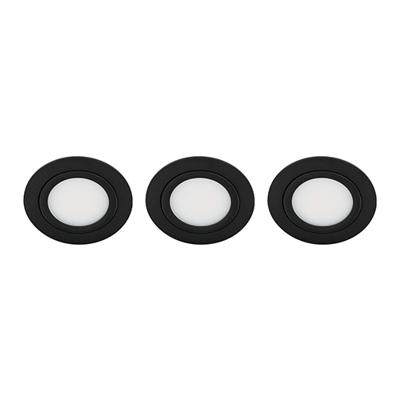 Set 3x Ondiepe Bella LED spot kantelbaar 5Watt rond ZWART IP65 dimbaar