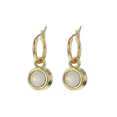 Biba Hang Oorbellen met Swarovski Steentje Wh. Opal Goud