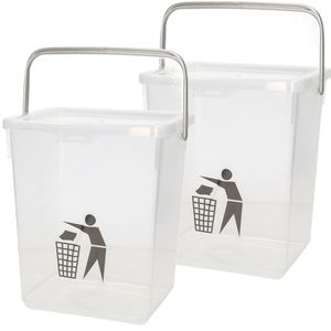 Afsluitbare keuken afvalbak voor gft/organisch afval - 2x - transparant - 5 liter - 20 x 17 x 23 cm