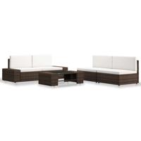 5-delige Loungeset poly rattan bruin