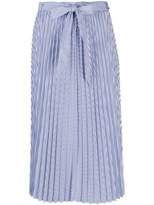 Tommy Hilfiger jupe mi-longue plissée à rayures Ithaka - Bleu