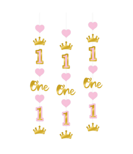 Hangdecoratie 1ste verjaardag meisje 3 stuks